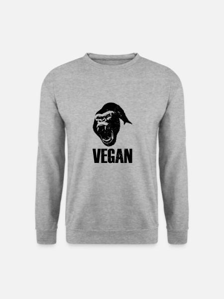 Veganer Gorilla Spruch Geschenk - Unisex Pullover - Weißgrau meliert
