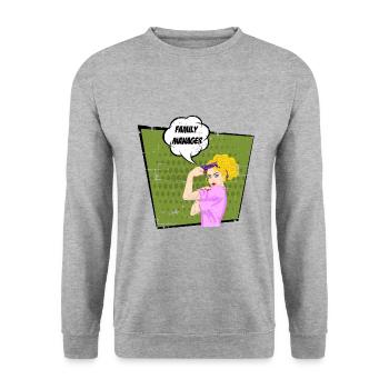 Family Manager Mama Gift - Unisex Sweatshirt - salt & pepper - Front - Alina (178cm) & Michal (187cm)