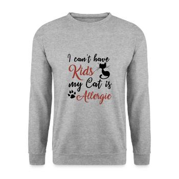 I can t have Kids my Cat is Allergic Geschenk - Unisex Pullover - Weißgrau meliert - Vorne - Alina (178cm) & Michal (187cm)