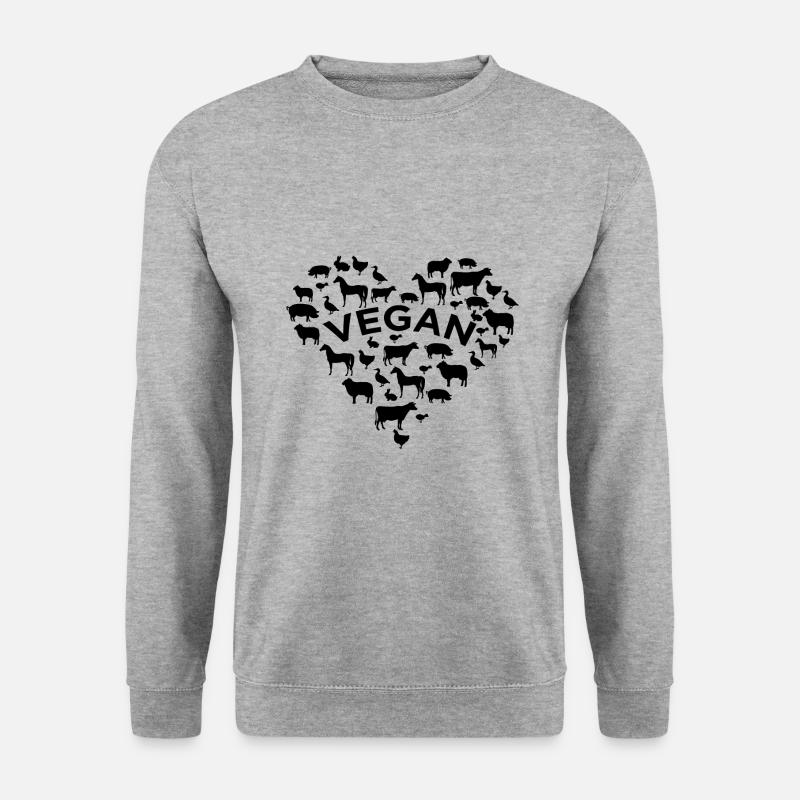 Vegan Tierschutz Gesund Fleischfrei Geschenk - Unisex Pullover - Weißgrau meliert