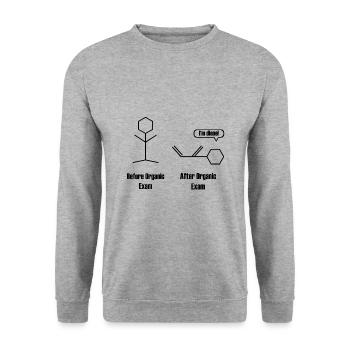 Cadeau de professeur de chimie pour l'examen de chimie organique - Sweat-shirt Unisexe - gris chiné - Devant - Alina (178cm) & Michal (187cm)