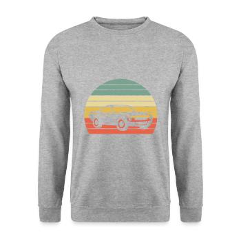 Classic Vintage Car V8 Muscle Car Geschenk - Unisex Pullover - Weißgrau meliert - Vorne - Alina (178cm) & Michal (187cm)