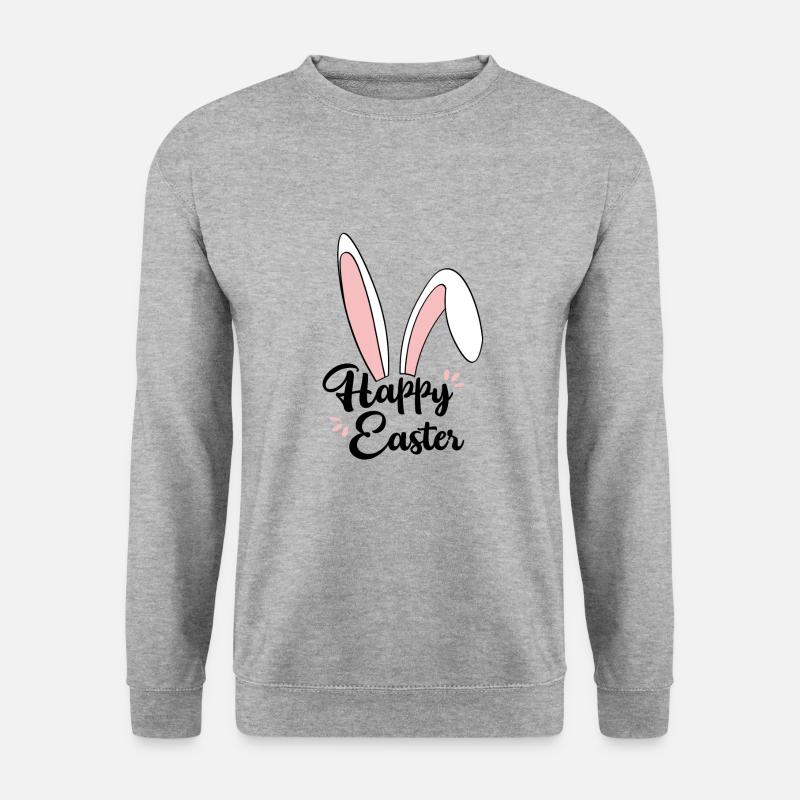 Happy Easter Ostern Osterhase Geschenk - Unisex Pullover - Weißgrau meliert