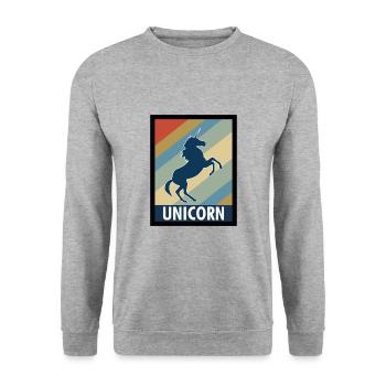 Mythisch Einhorn Unicorn Geschenk - Unisex Pullover - Weißgrau meliert - Vorne - Alina (178cm) & Michal (187cm)