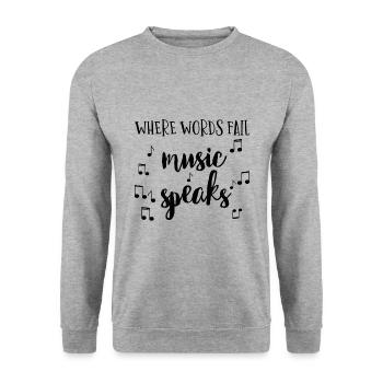 Music Musik Musikliebhaber Spruch Geschenk - Unisex Pullover - Weißgrau meliert - Vorne - Alina (178cm) & Michal (187cm)