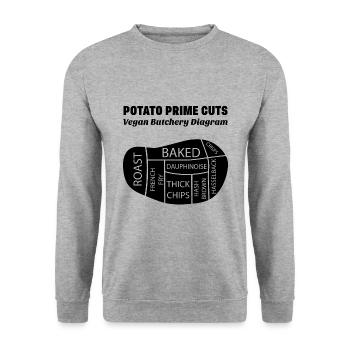 Potato Potato Vegan Saying Gift - Unisex Sweatshirt - salt & pepper - Front - Alina (178cm) & Michal (187cm)