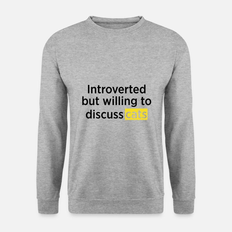 Katzenliebhaber Introvert Spruch Geschenk - Unisex Pullover - Weißgrau meliert