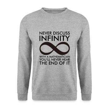 Mathematics Infinity Symbol Saying Gift - Unisex Sweatshirt - salt & pepper - Front - Alina (178cm) & Michal (187cm)