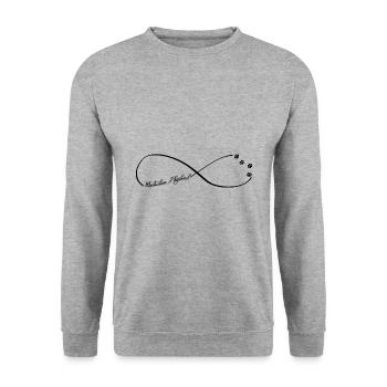 Hunde Hunderasse Shepherd Pfote Geschenk - Unisex Pullover - Weißgrau meliert - Vorne - Alina (178cm) & Michal (187cm)