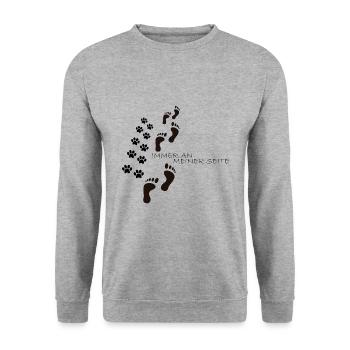 Hunde Pfote Immer an Meiner Seite Geschenk - Unisex Pullover - Weißgrau meliert - Vorne - Alina (178cm) & Michal (187cm)
