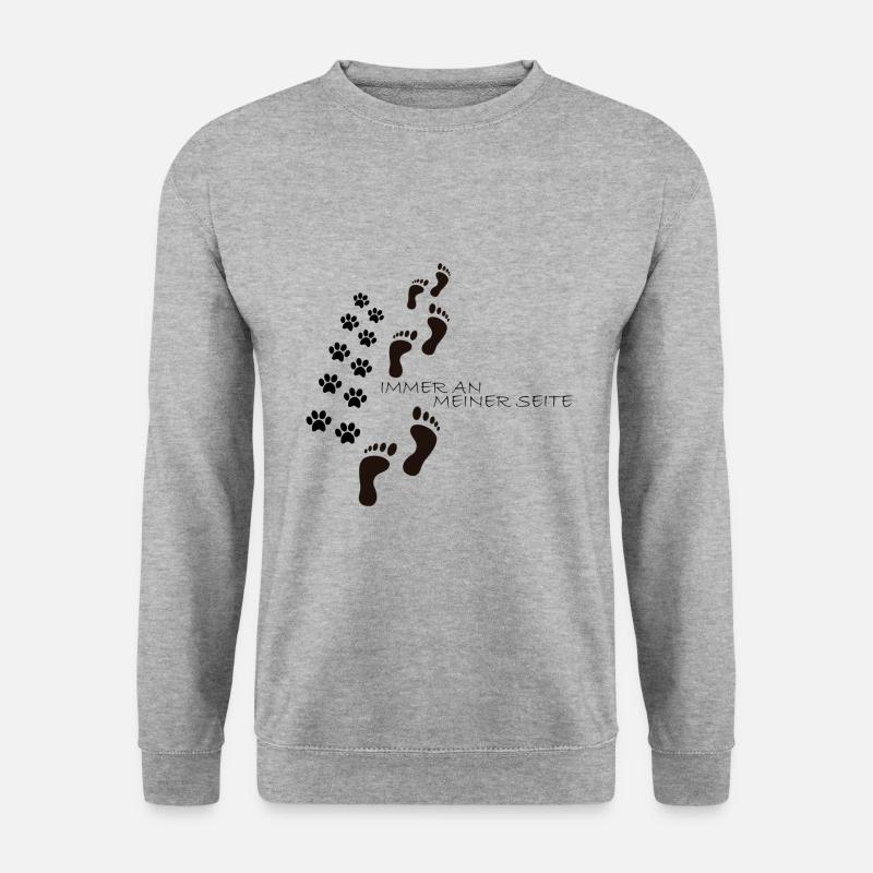 Hunde Pfote Immer an Meiner Seite Geschenk - Unisex Pullover - Weißgrau meliert