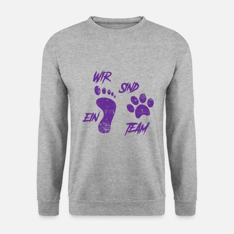 Team Teamwork Hunde Hundehalter Geschenk - Unisex Pullover - Weißgrau meliert