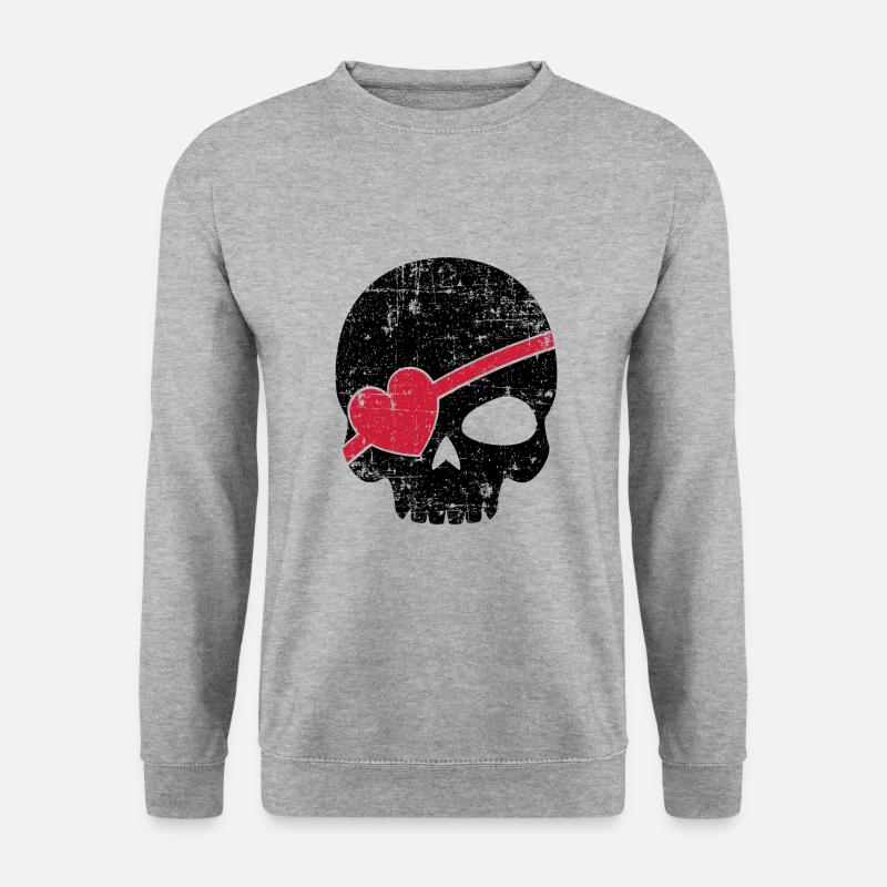 Pirat Augenklappe Liebe Herz Geschenk - Unisex Pullover - Weißgrau meliert