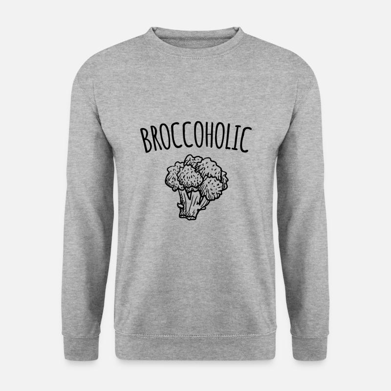 Broccoholic Brokkoli Vegan Spruch Geschenk - Unisex Pullover - Weißgrau meliert