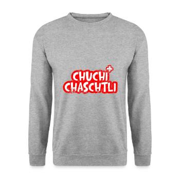 Cadeau de Chuchi Chächtli Schwitzerland - Sweat-shirt Unisexe - gris chiné - Devant - Alina (178cm) & Michal (187cm)
