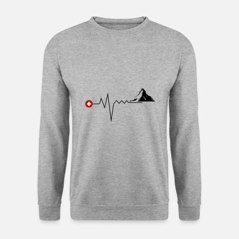Switzerland Heartfrequence Geschenk - Unisex Pullover - Weißgrau meliert