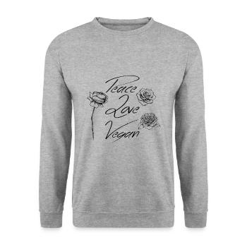 Peace Love Vegan Gift - Unisex Sweatshirt - salt & pepper - Front - Alina (178cm) & Michal (187cm)