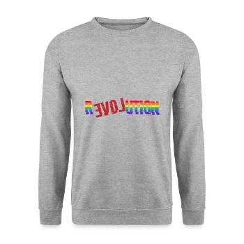 Cadeau lgbt Revolution Love - Sweat-shirt Unisexe - gris chiné - Devant - Alina (178cm) & Michal (187cm)