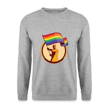 Lgbt pride Geschenk - Unisex Pullover - Weißgrau meliert - Vorne - Alina (178cm) & Michal (187cm)