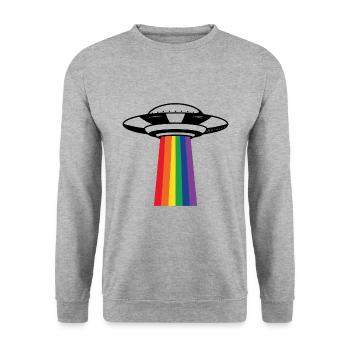 Don des droits de l'homme UGB lgbt - Sweat-shirt Unisexe - gris chiné - Devant - Alina (178cm) & Michal (187cm)