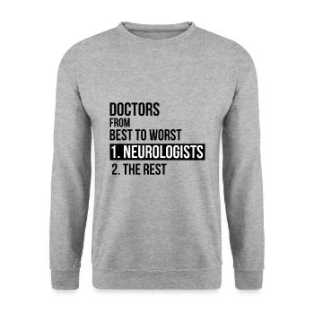Médecins du meilleur au pire neurologue cadeau - Sweat-shirt Unisexe - gris chiné - Devant - Alina (178cm) & Michal (187cm)