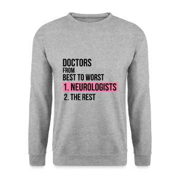 Médecins du meilleur au pire neurologue cadeau - Sweat-shirt Unisexe - gris chiné - Devant - Alina (178cm) & Michal (187cm)
