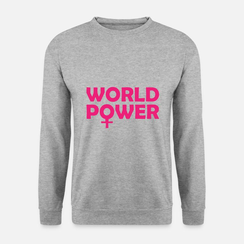 World Power Feminismus Geschenk - Unisex Pullover - Weißgrau meliert