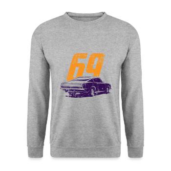 Retro Vintage Car Auto 1969 Geschenk - Unisex Pullover - Weißgrau meliert - Vorne - Alina (178cm) & Michal (187cm)