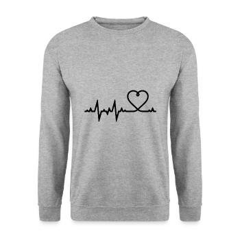 Coeur amour coeur coeur coeur cadeau - Sweat-shirt Unisexe - gris chiné - Devant - Alina (178cm) & Michal (187cm)