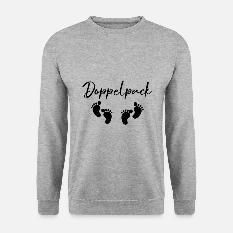 Doppelpack Zwillinge Geschenk - Unisex Pullover - Weißgrau meliert