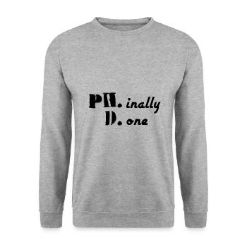 Phinally Done a finalement terminé son cadeau de doctorat - Sweat-shirt Unisexe - gris chiné - Devant - Alina (178cm) & Michal (187cm)