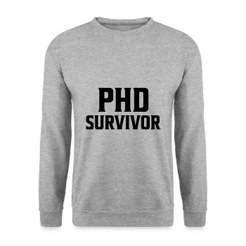 Phd Survivor PhD Graduation Gift - Unisex Sweatshirt - salt & pepper - Front - Alina (178cm) & Michal (187cm)