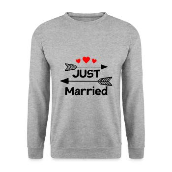 Cadeau de mariage juste marié - Sweat-shirt Unisexe - gris chiné - Devant - Alina (178cm) & Michal (187cm)