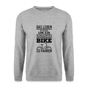 Lustiger Fahrrad Spruch Bike Geschenk - Unisex Pullover - Weißgrau meliert - Vorne - Alina (178cm) & Michal (187cm)