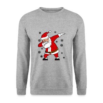Weihnachtsmann Dab Christmas Weihnachten Geschenk - Unisex Pullover - Weißgrau meliert - Vorne - Alina (178cm) & Michal (187cm)