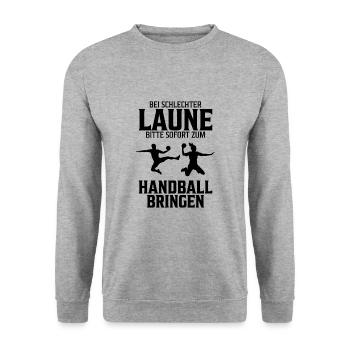Bringing to handball in a bad mood - Unisex Sweatshirt - salt & pepper - Front - Alina (178cm) & Michal (187cm)
