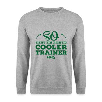 This is what a cool coach looks like from football gift - Unisex Sweatshirt - salt & pepper - Front - Alina (178cm) & Michal (187cm)