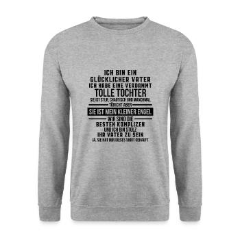 Gluecklicher Vater einer Tochter Vatertag Geschenk - Unisex Pullover - Weißgrau meliert - Vorne - Alina (178cm) & Michal (187cm)