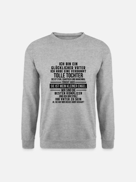 Gluecklicher Vater einer Tochter Vatertag Geschenk - Unisex Pullover - Weißgrau meliert