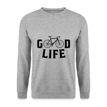 Good Life Fahrrad Bike Geschenk - Unisex Pullover - Weißgrau meliert - Vorne - Alina (178cm) & Michal (187cm)