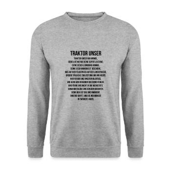 Traktor Acker Gebet Amen Landwirt Bauer Geschenk - Unisex Pullover - Weißgrau meliert - Vorne - Alina (178cm) & Michal (187cm)