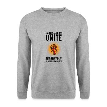 Introverts Unite Separately in your own Homes - Unisex Pullover - Weißgrau meliert - Vorne - Alina (178cm) & Michal (187cm)
