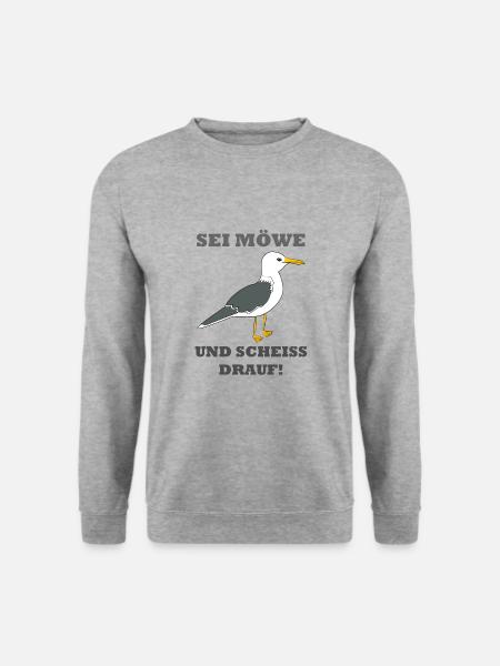 Sei Möwe und Scheiss drauf Norddeutschland - Unisex Pullover - Weißgrau meliert