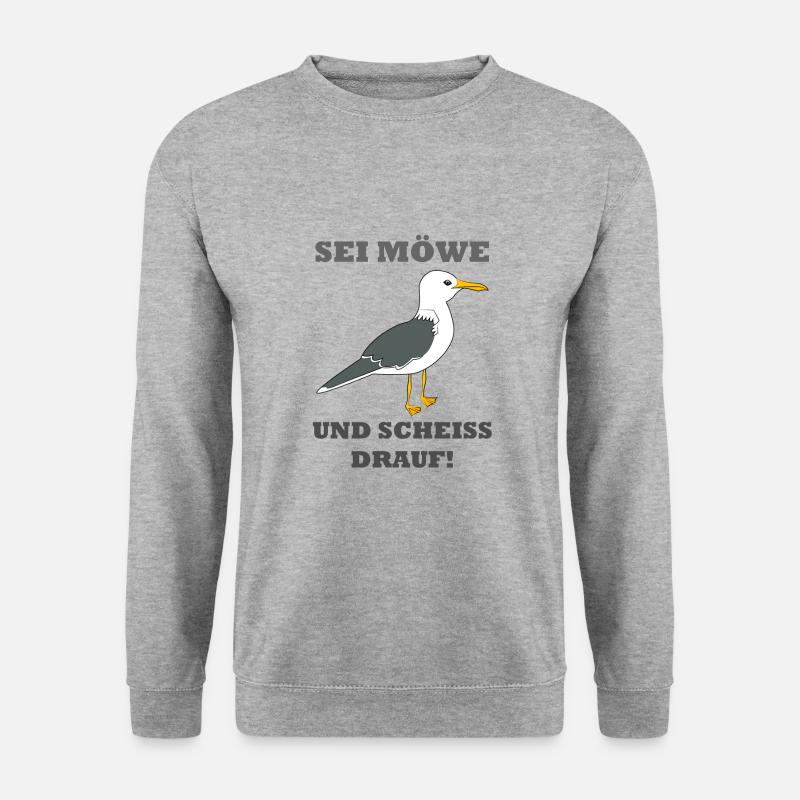 Sei Möwe und Scheiss drauf Norddeutschland - Unisex Pullover - Weißgrau meliert