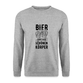 Bier formte diesen schönen Körper Geschenk - Unisex Pullover - Weißgrau meliert - Vorne - Alina (178cm) & Michal (187cm)