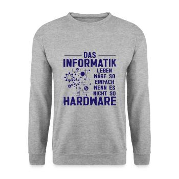 Informatik Hardware Programmierer Geschenk - Unisex Pullover - Weißgrau meliert - Vorne - Alina (178cm) & Michal (187cm)