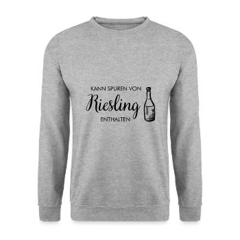 Riesling Wein Weintrinker Pfaelzer Geschenk - Unisex Pullover - Weißgrau meliert - Vorne - Alina (178cm) & Michal (187cm)