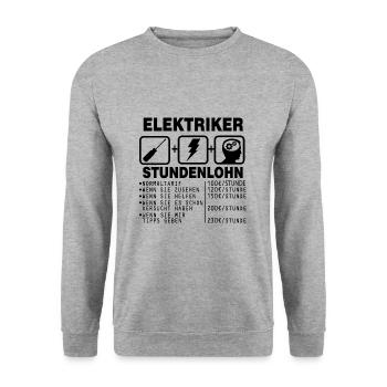 Elektriker Stundenlohn Elektroniker Geschenk - Unisex Pullover - Weißgrau meliert - Vorne - Alina (178cm) & Michal (187cm)