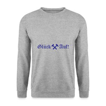 Glück auf Ruhrpott Ruhrgebiet Geschenk - Unisex Pullover - Weißgrau meliert - Vorne - Alina (178cm) & Michal (187cm)