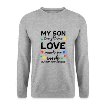 Love need no Words Autism Awareness Son - Sweat-shirt Unisexe - gris chiné - Devant - Alina (178cm) & Michal (187cm)